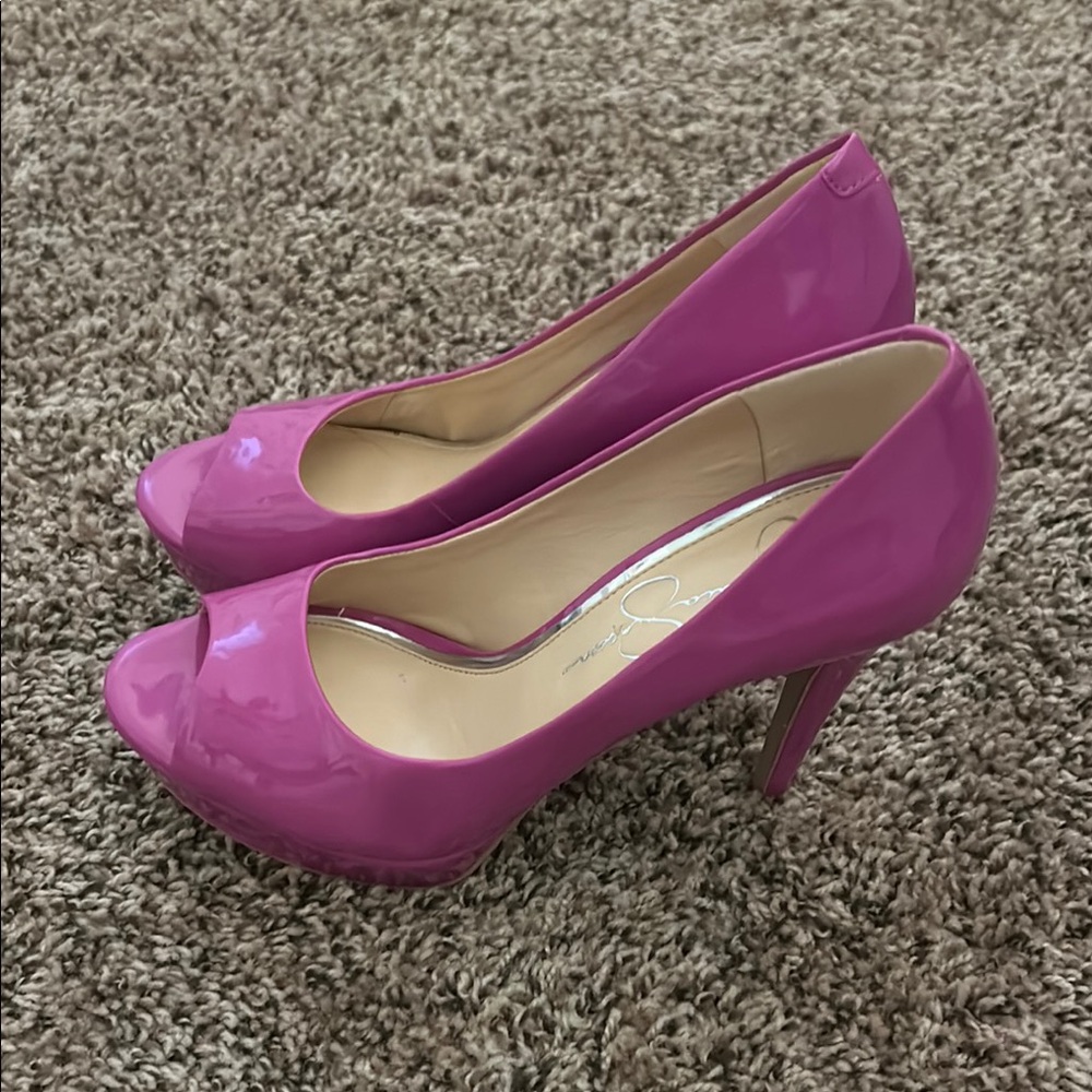 Pink Peep-Toe Heels